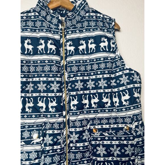 St John’s Bay Navy Fair Isle Vest Sz PXL Ski Deer Snowflakes Winter - Picture 3 of 12